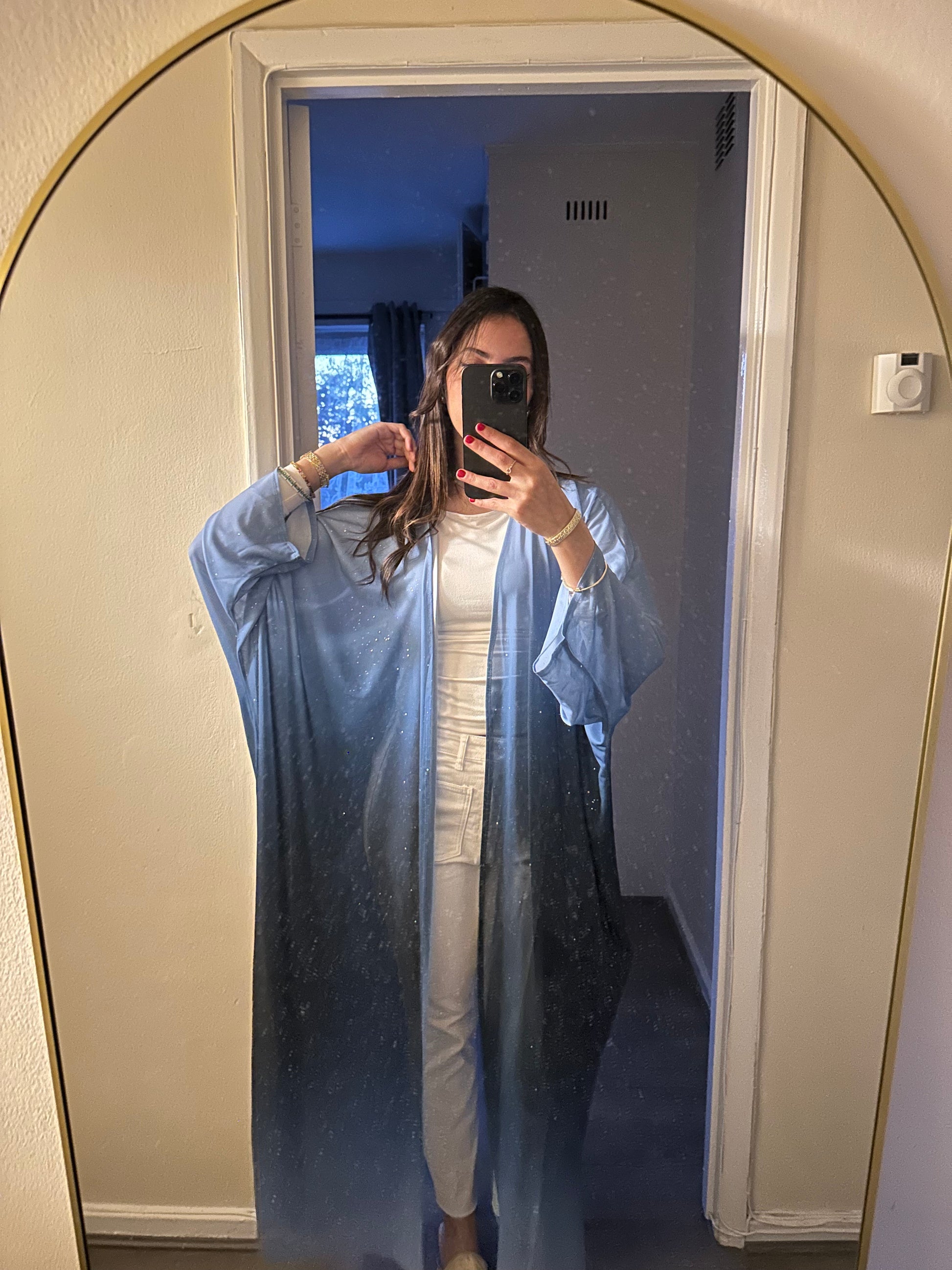 Blue sparkle abaya